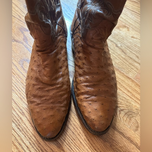 Ostrich Cowboy Boots Vintage USA Exotic Skin Leather Western Mens 10.5 D - Picture 6 of 10
